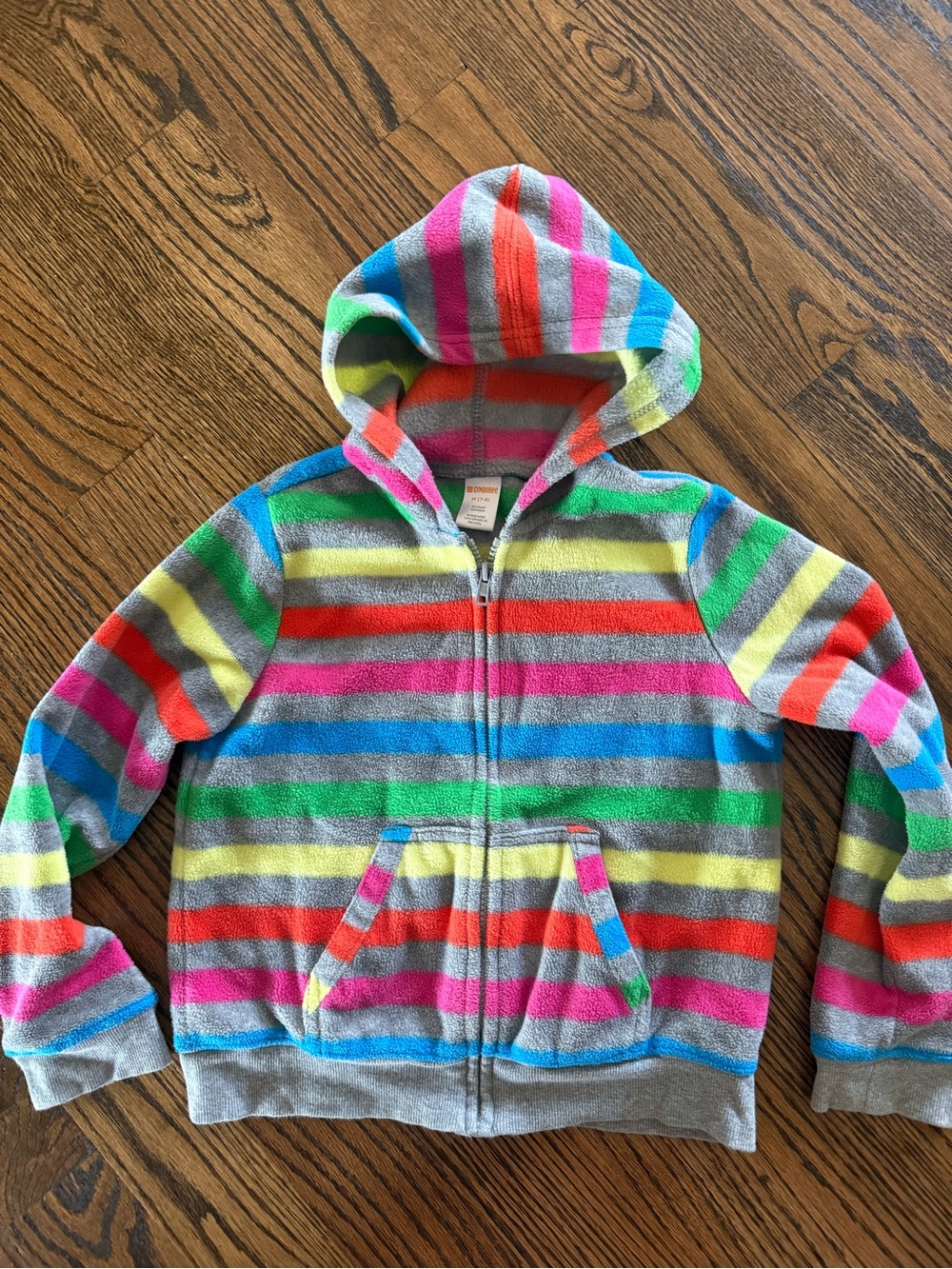 Gymboree girls striped cozy fleece soft zip up hoodie jacket 7 8